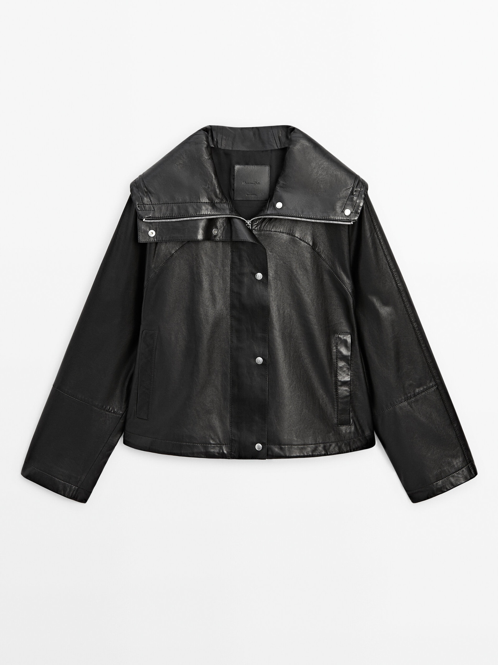 Jacke aus Nappaleder mit Druckknöpfen | Massimo Dutti DE