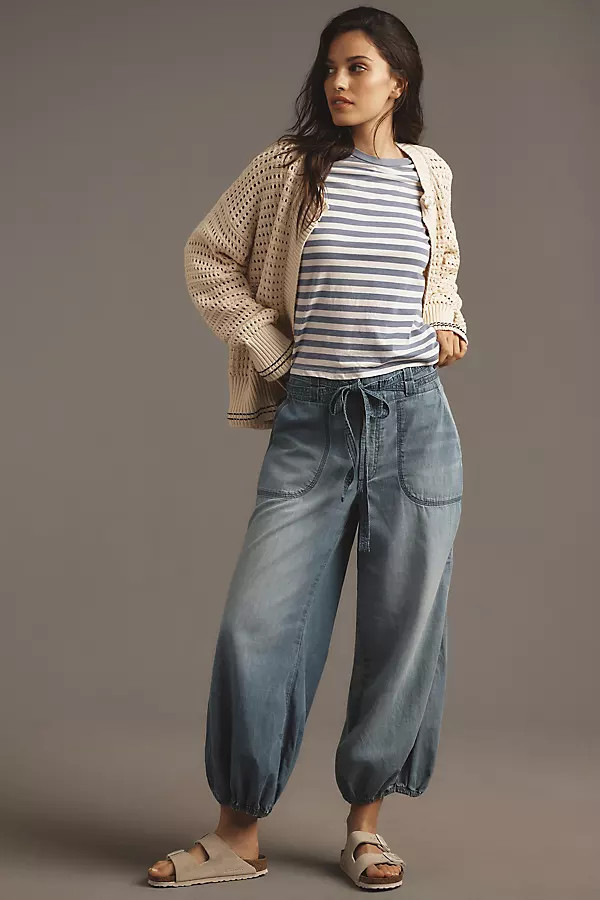 Pilcro High-Rise Parachute Tie-Waist Jeans | Anthropologie (US)