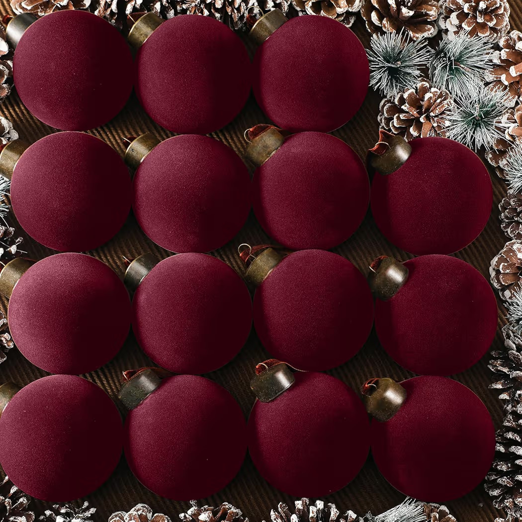 Liliful 15 Pcs Velvet Christmas Balls Bulk Flocked Christmas Tree Ball Ornaments Plastic Xmas Dec... | Amazon (US)