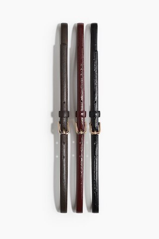 H & M - 3-pack narrow belts - Brown | H&M (UK, MY, IN, SG, PH, TW, HK)