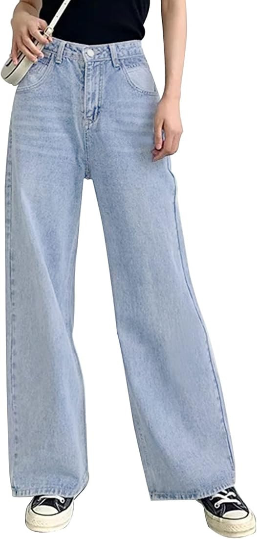 3.3  175 SOLY HUX Women's Casual Denim Pants High Waisted Wide Leg Jeans Blue L 94 | Amazon (US)