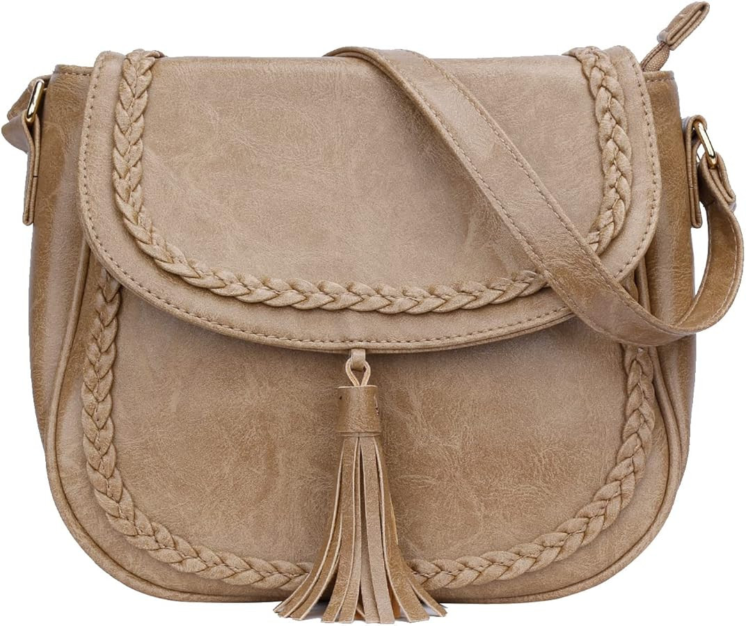 KKXIU Casual Flap Saddle Crossbody Bags for Women Purses and Handbags with Tassel | Amazon (US)