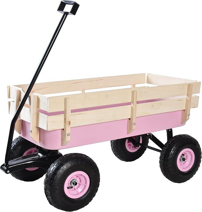 Classic Steel & Wood Utility Wagon for Family, Kids & Gardening, 10” All-Terrain Pneumatic Tire... | Amazon (US)