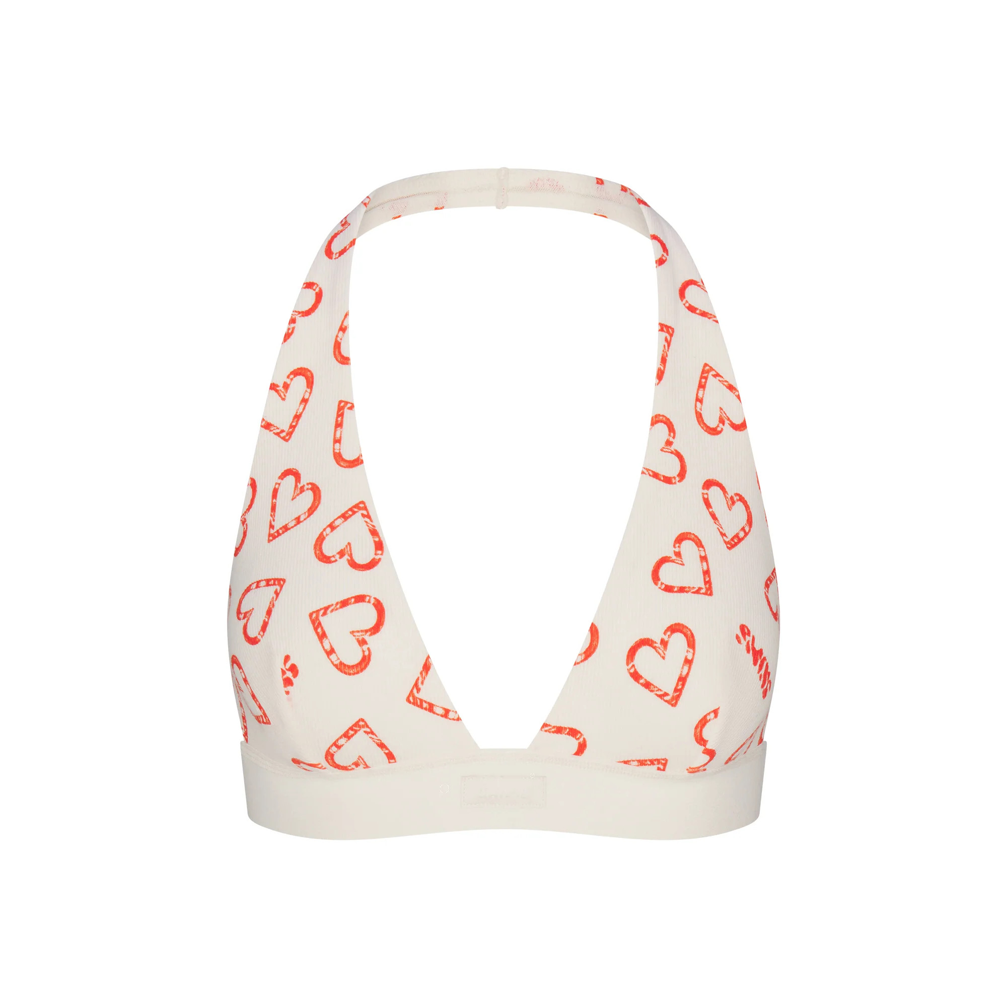 COTTON RIB HALTER BRALETTE | MARBLE CANDY HEART PRINT | SKIMS | SKIMS (US)