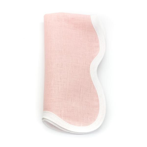 Linen Scalloped Square, Peony Pink | The Avenue