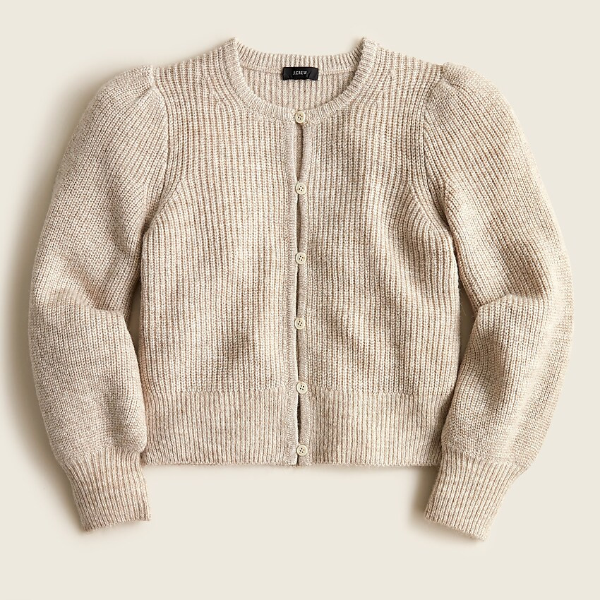 Puff-sleeve lightweight alpaca blend cardigan sweater | J. Crew US