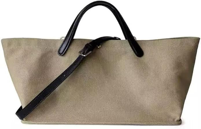 Big Bags - Women's Splicing Leather Handle Canvas Handbag Fashion Young Casual Tote Bag | Amazon (US)
