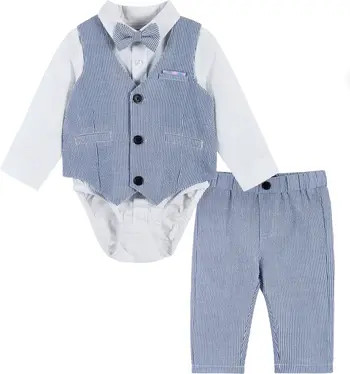 Seersucker Bodysuit, Bow Tie, Vest & Pants Set | Nordstrom