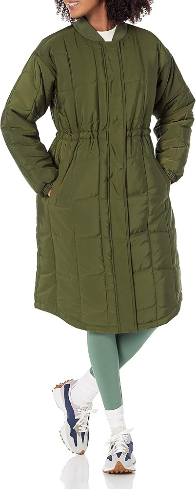 Amazon.com: Amazon Essentials Women's Quilted Coat (Available in Plus Size), Dark Olive, Large : ... | Amazon (US)