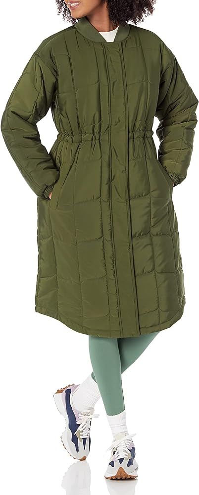 Amazon.com: Amazon Essentials Women's Quilted Coat (Available in Plus Size), Dark Olive, Large : ... | Amazon (US)