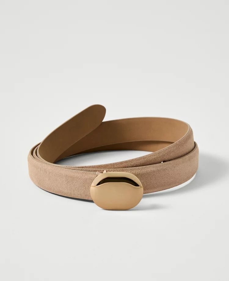 Suede Oval Buckle Belt | Ann Taylor