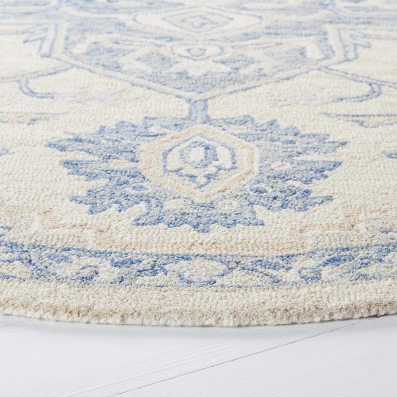 Lauren Ralph Lauren Hand Tufted Wool/Cotton Oriental Rug in Ivory/Blue | Wayfair North America