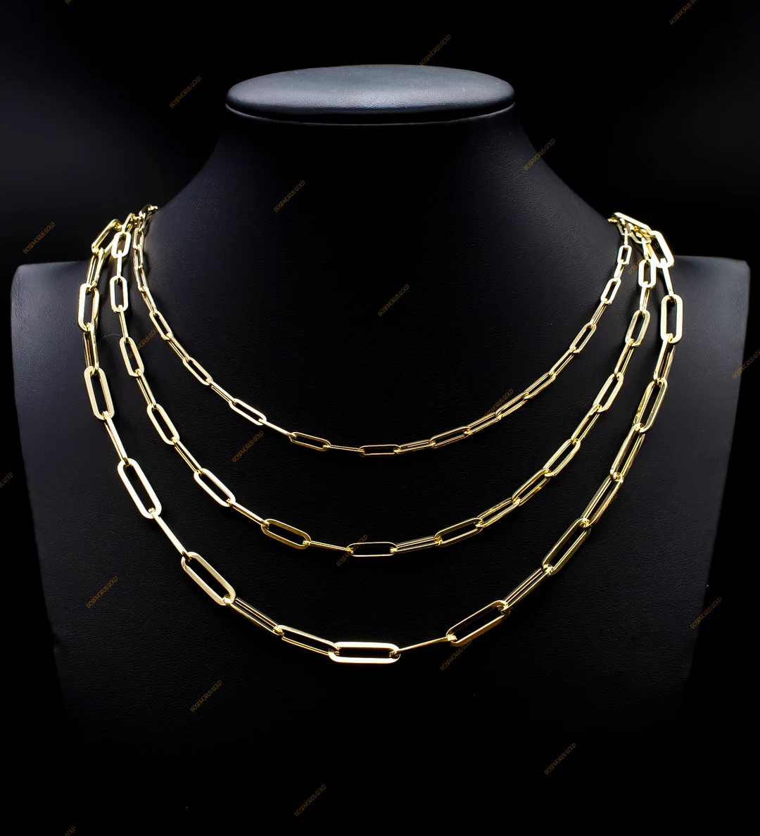 14k Yellow Gold Fancy Paperclip Chain Necklace, Bracelet 3.5mm 4.5mm 5.8mm Women ,real 14k Yellow... | Etsy (US)