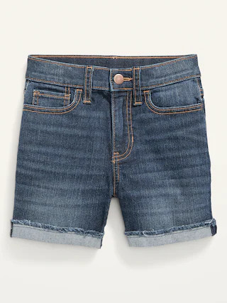 High-Waisted Roll-Cuffed Jean Midi Shorts for Girls | Old Navy (US)