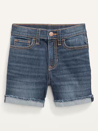 High-Waisted Roll-Cuffed Jean Midi Shorts for Girls | Old Navy (US)