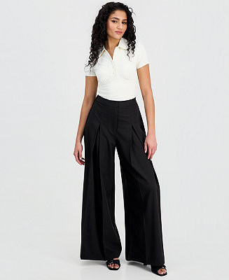 Women's Pleated Wide-Leg Pants | Macy's