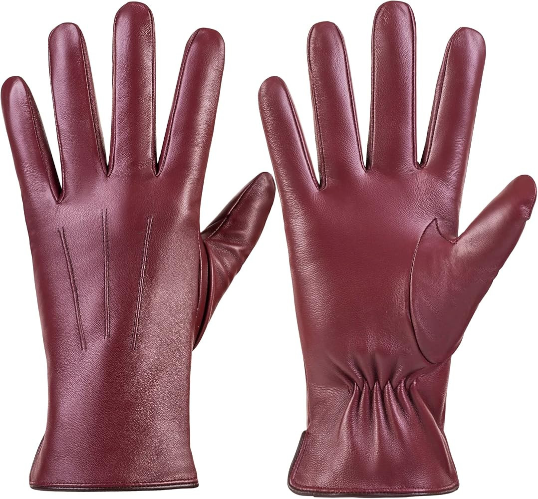 Winter Fashion Leather Gloves for Women, Warm Cashmere Lining Touchscreen Texting Driving Dress G... | Amazon (US)