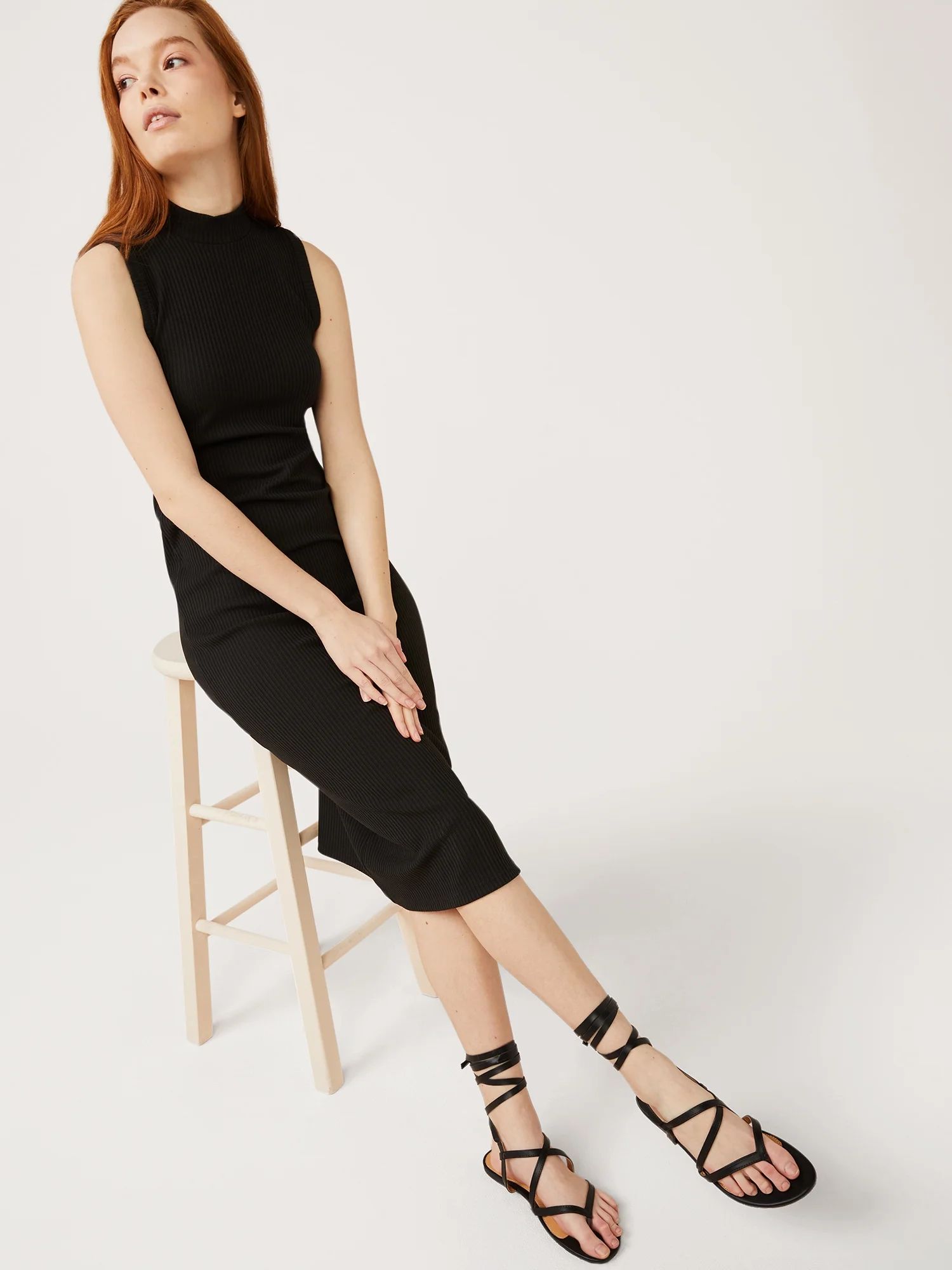 Free Assembly Women's Sleeveless Mock Neck Midi Dress | Walmart (US)