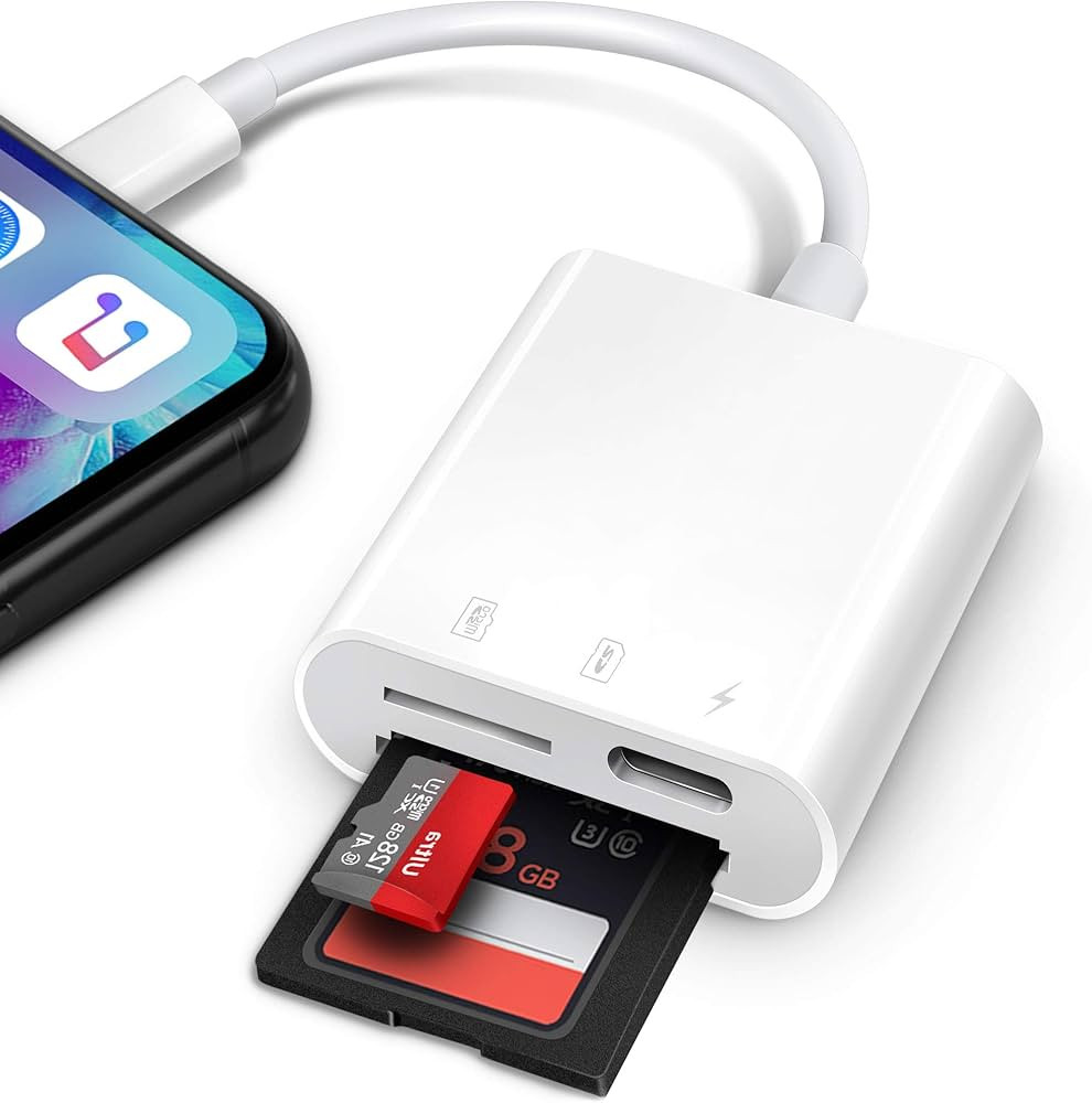 SD Card Reader for iPhone, AkHolz 2 in 1 iPhone iPad Camera, Adapter Trail Game Camera DSLR Dash ... | Amazon (US)