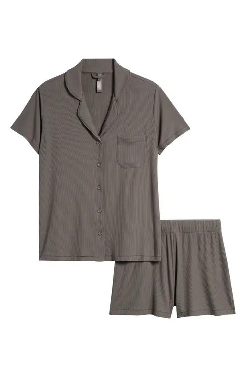 SKIMS Soft Lounge Short Sleep Set in Gunmetal at Nordstrom, Size Xx-Small | Nordstrom