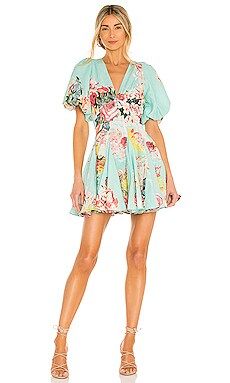 HEMANT AND NANDITA Sage Mini Dress in Turquoise from Revolve.com | Revolve Clothing (Global)