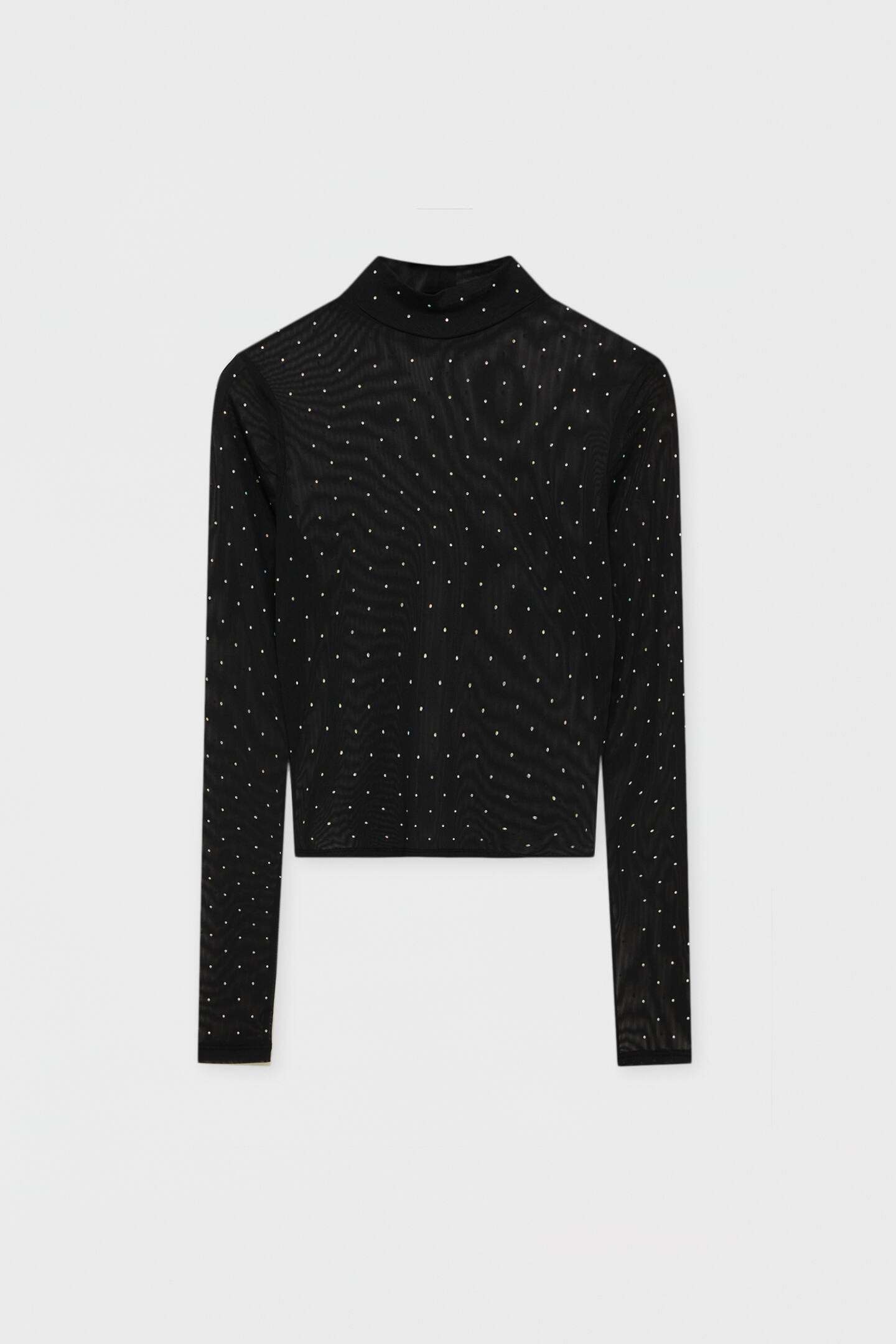 Tulle top with rhinestones | PULL and BEAR UK