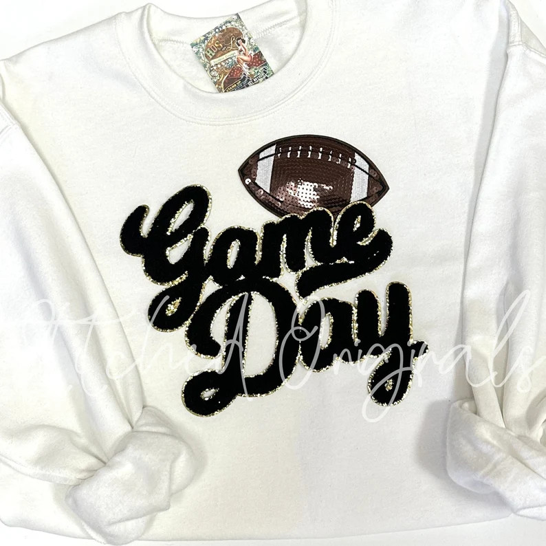 NEW Black Game Day Chenille Patch Iron on Patch Game Day - Etsy | Etsy (US)