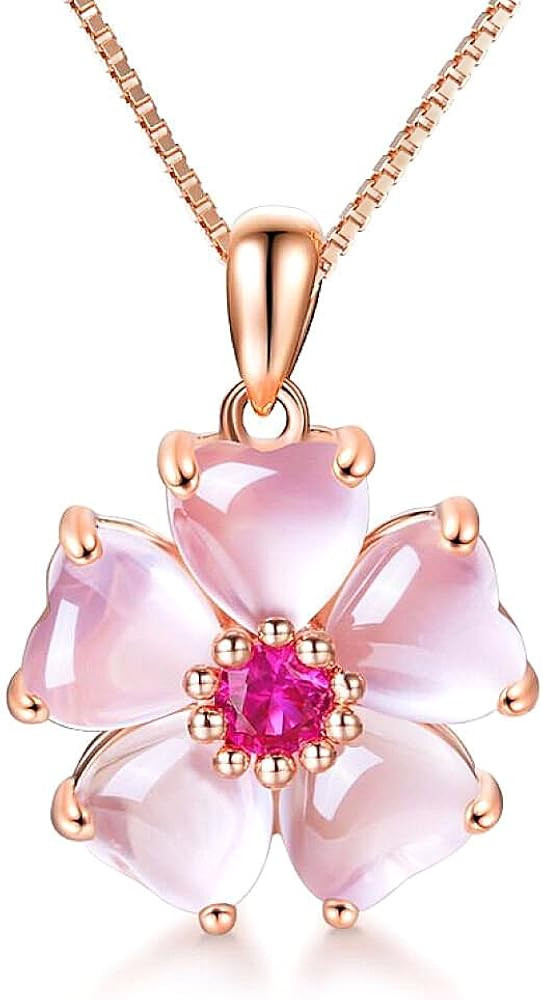 Collar de flores de cerezo de oro rosa para graduaci\u00f3n y d\u00eda de la madre, hermoso colla... | Amazon (US)