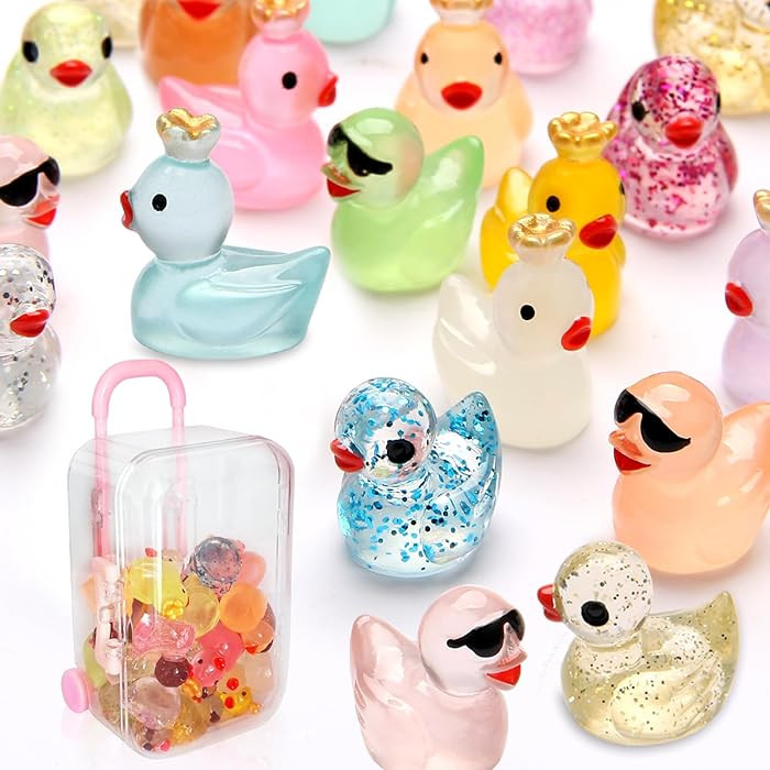 25pcs Mini Ducks Fairy Garden Accessories, 12pcs Glitter & 13pcs Luminous Duck Mini Resin Animals... | Amazon (US)