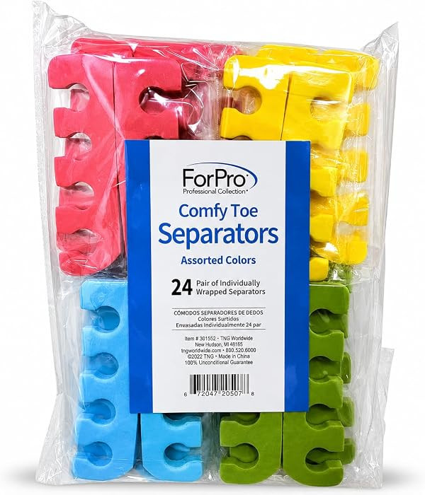 ForPro Professional Collection Comfy Toe Separators, Assorted Colors, Luxurious Foam Pedicure Toe Separators, Individually Wrapped, 24-Pairs | Amazon (US)