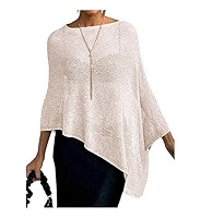 GORGLITTER Women's Sheer Poncho Shawl Bat Wing Cape Tops Crochet Cover Up Lightweight Sweater Spr... | Amazon (US)