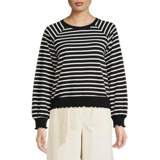 The Get Women's French Terry Cloth Sweatshirt with Long Sleeves - Walmart.com | Walmart (US)