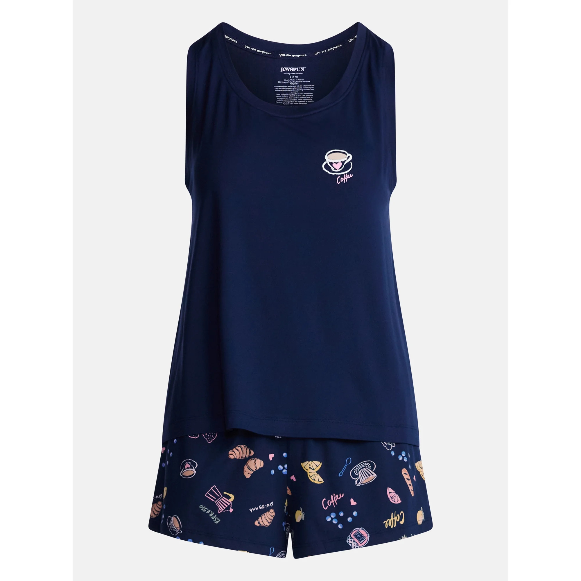Joyspun Women's Tank Top and Shorts Pajama Set, 2-Piece, Sizes XS-3X | Walmart (US)