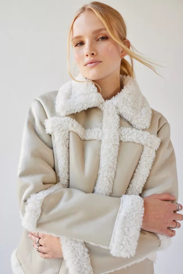 UO Willa Faux Leather Sherpa Jacket | Urban Outfitters (US and RoW)