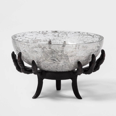 Crow Feet Glass Halloween Serving Bowl Black Short - Hyde & EEK! Boutique™ | Target