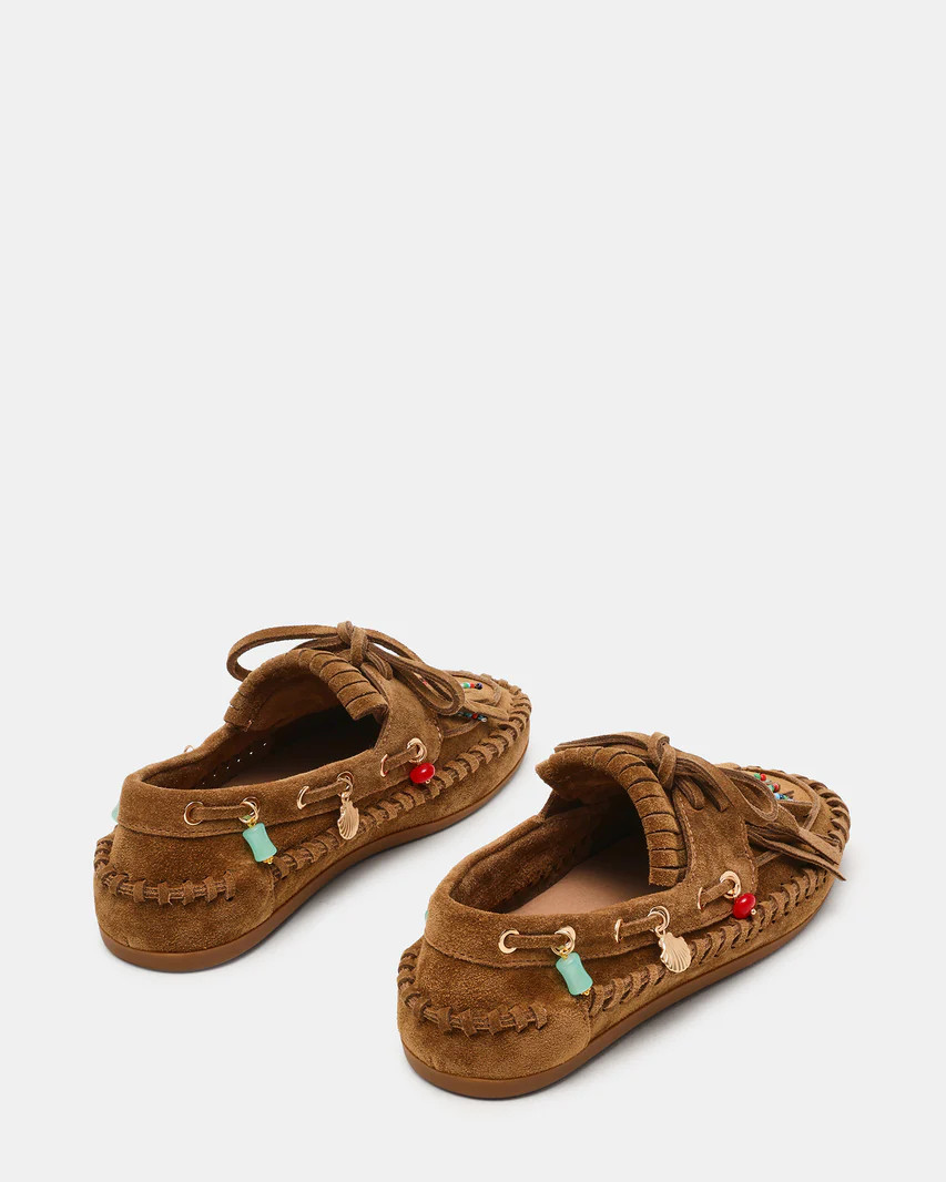 SAMUAL CHARM Chestnut Suede Fringe Boat Women's Loafer | Steve Madden (US)