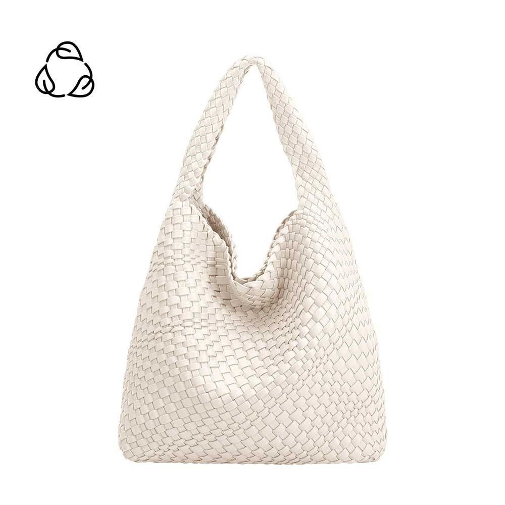 White Johanna Large Recycled Vegan Leather Shoulder Bag | Melie Bianco | Melie Bianco