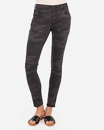 mid rise gray camo jean leggings | Express