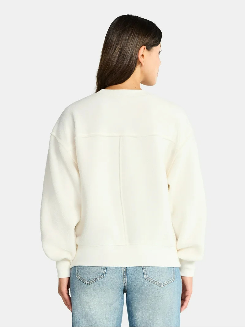 Time and Tru Women's Reverse Fleece Pullover Sweatshirt, XS-XXXL | Walmart (US)