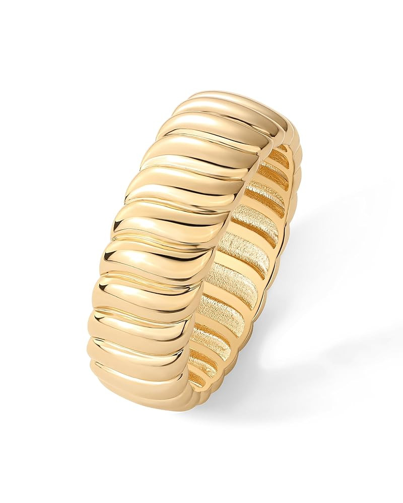 PAVOI 14K Gold Plated Chunky Statement Ring | Chunky Stackable Wide Band for Women | Amazon (US)