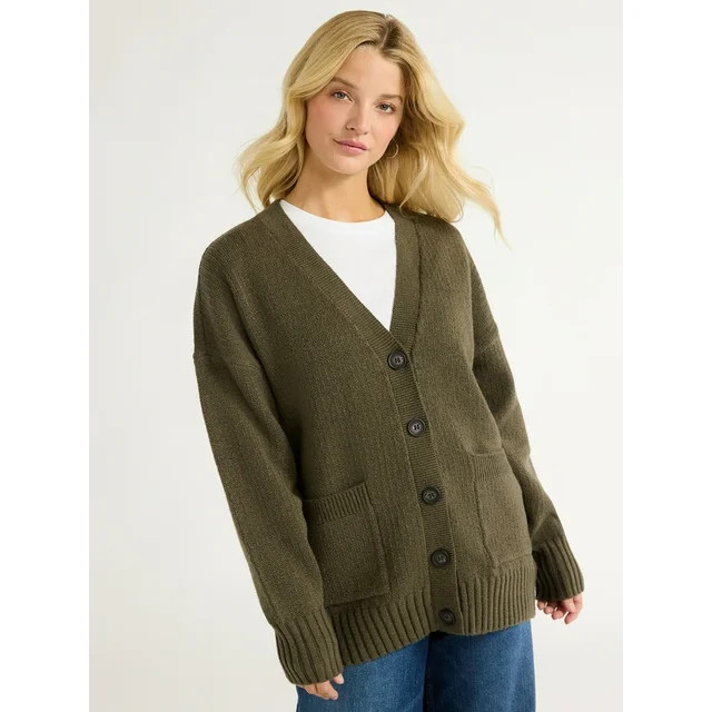 Free Assembly Women’s Grandpa Cardigan Sweater with Long Sleeves, Heavyweight, Sizes XS-XXL | Walmart (US)
