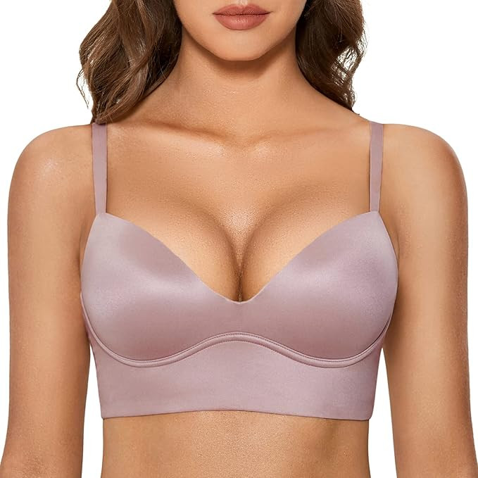 DOBREVA Women's Push Up Wireless Bra Padded T Shirt Bras No Underwire Plunge Bralette | Amazon (US)