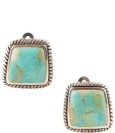 Barse Roped Blue Turquoise Golden Clip Earrings - Turquoise/Gold | Dillard's