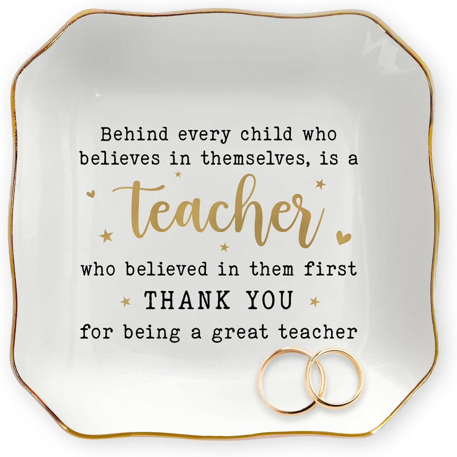 Amazon.com: OASSIE Teacher Appreciation Gifts for Women - 4"x4" Ceramic Jewelry Dish Tray - Teach... | Amazon (US)