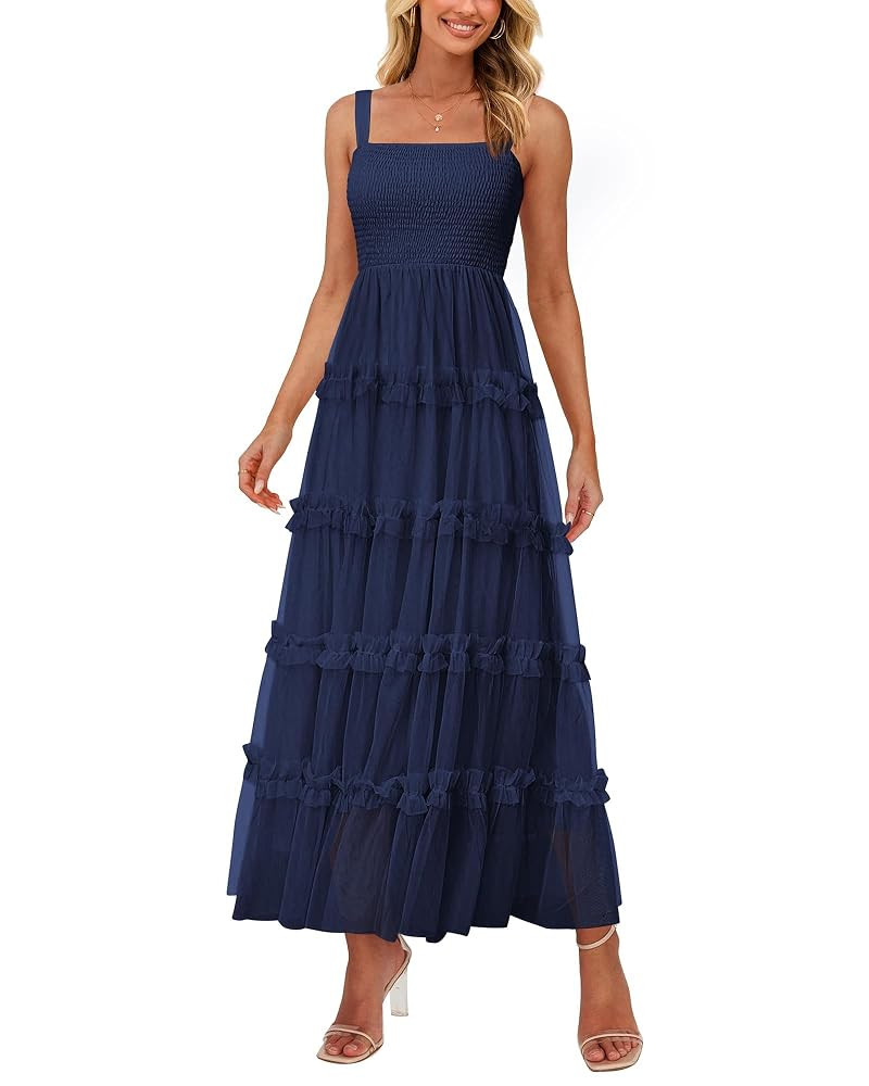 PRETTYGARDEN Women's Summer Dresses 2025 Sleeveless Smocked Tiered Ruffle Tulle A-Line Flowy Wedd... | Amazon (US)