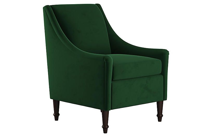 Holmes Accent Chair, Emerald Velvet | One Kings Lane