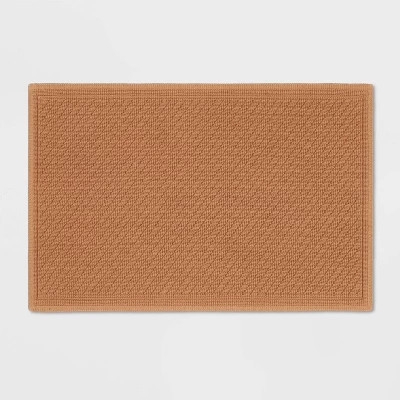 21"x30" Performance Solid Cotton Bath Mat Brown - Threshold™ | Target