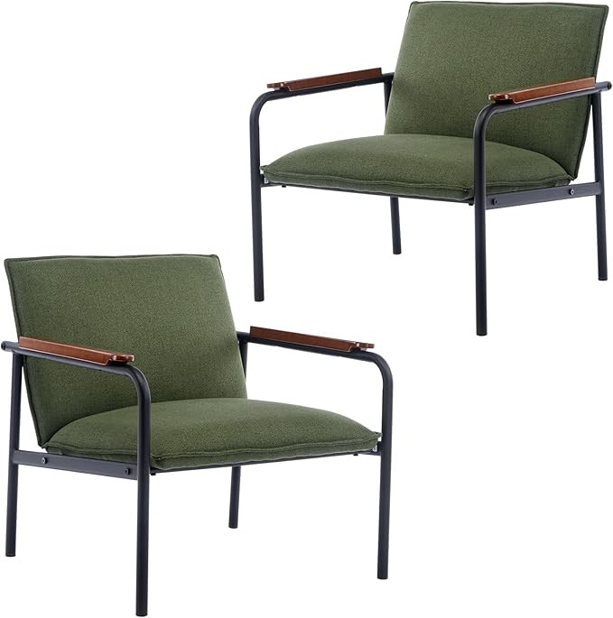 DUOMAY Mid-Century Modern Accent Chair Armchair Linen Upholstered Living Room Lounge Chairs with ... | Amazon (US)