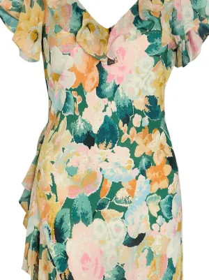 Rixo Meadow floral-print Midi Dress | Green | FARFETCH | Farfetch Global