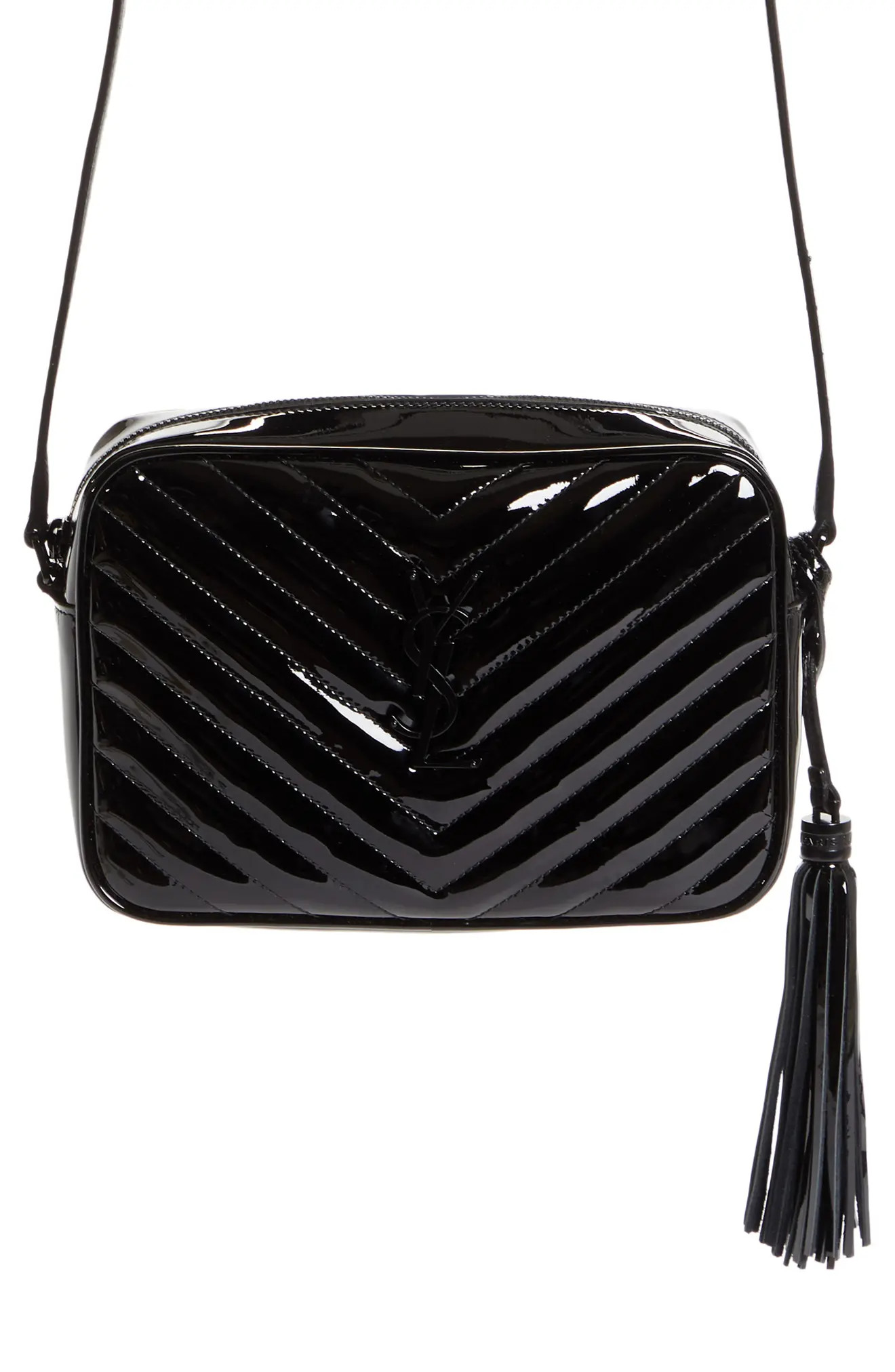 Saint Laurent Lou Matelasse Patent Leather Camera Crossbody Bag - Black | Nordstrom